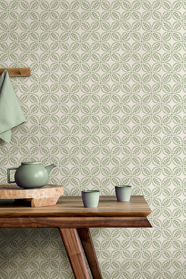 Morgrove Green Trellis Wallpaper - Brewster Wallcovering