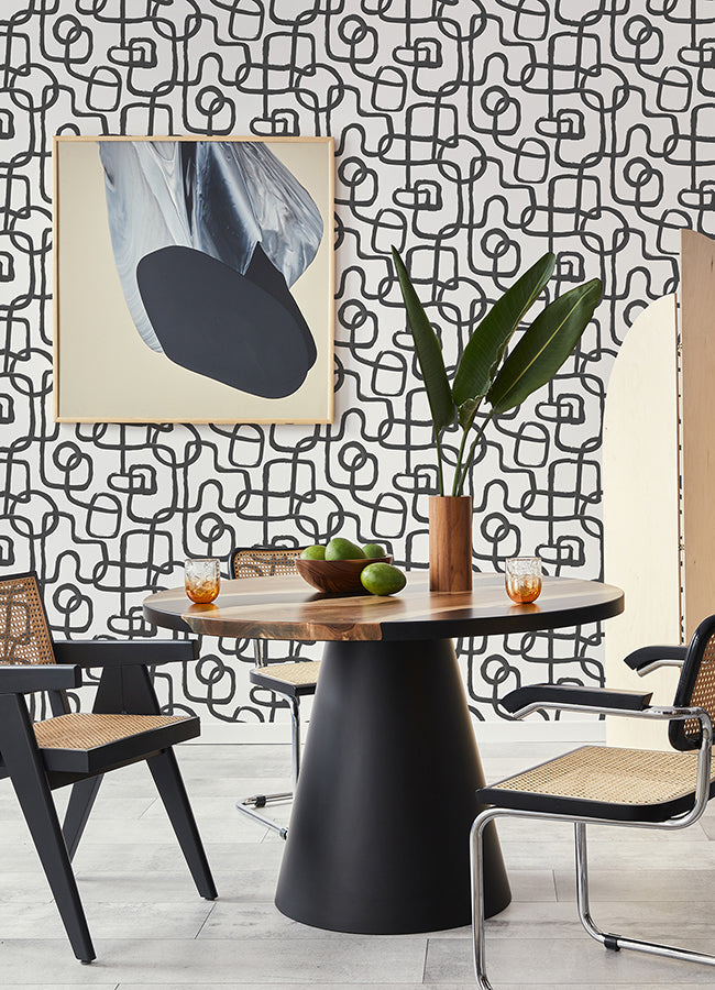 Black Niko Peel and Stick Wallpaper - Brewster Wallcovering