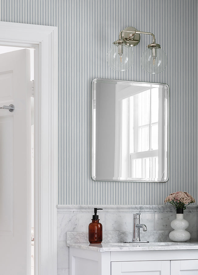 Oliver Navy Simple Stripe Wallpaper By Erin Gates - Brewster Wallcovering