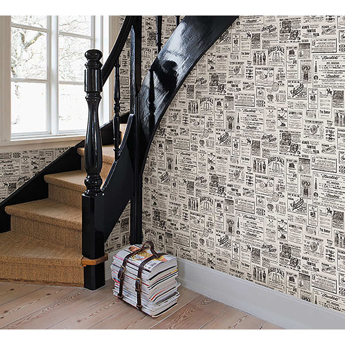 Adamstown Cream Newspaper Classifieds Wallpaper - Brewster Wallcovering