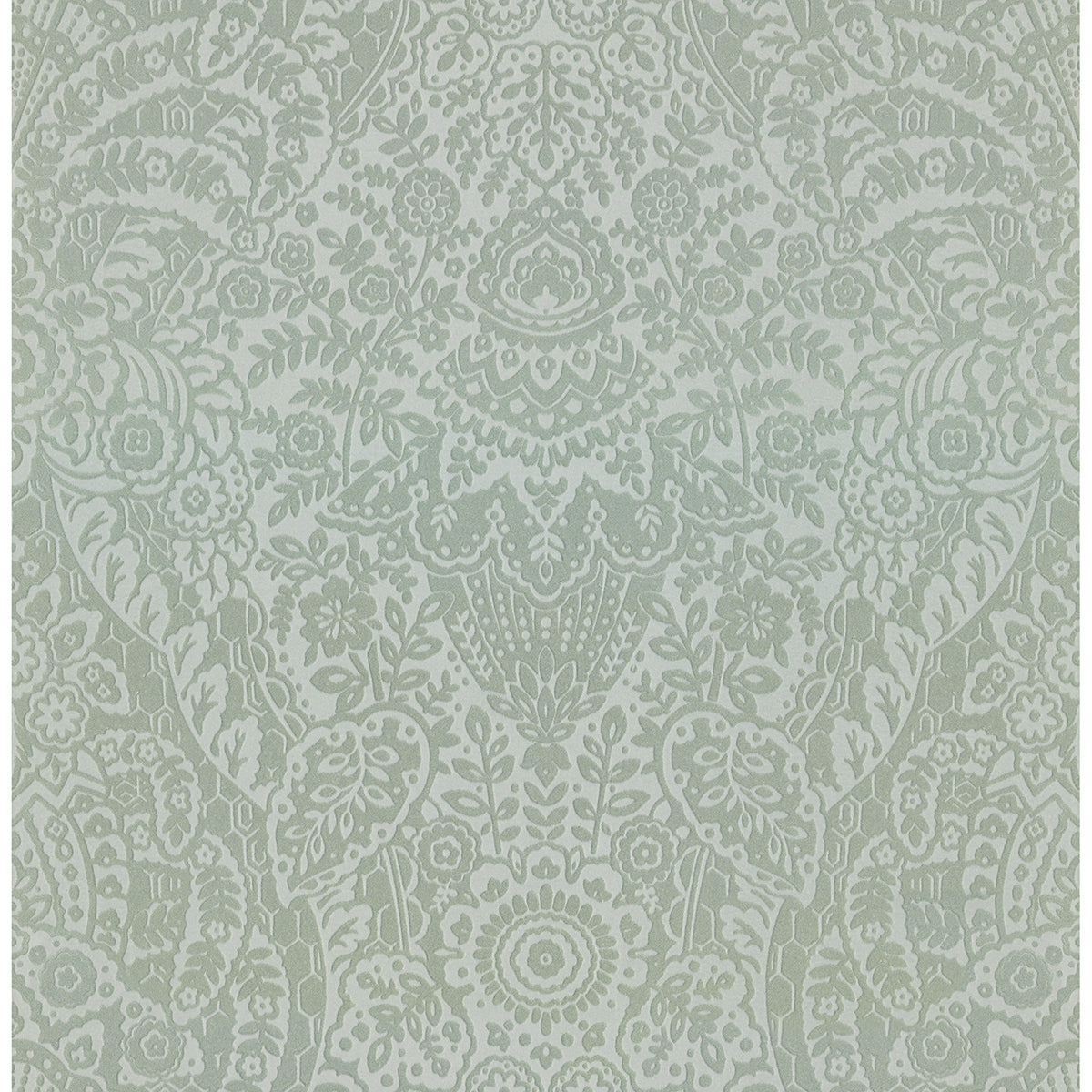 Picture of Maris Silver Flock Damask Wallpaper