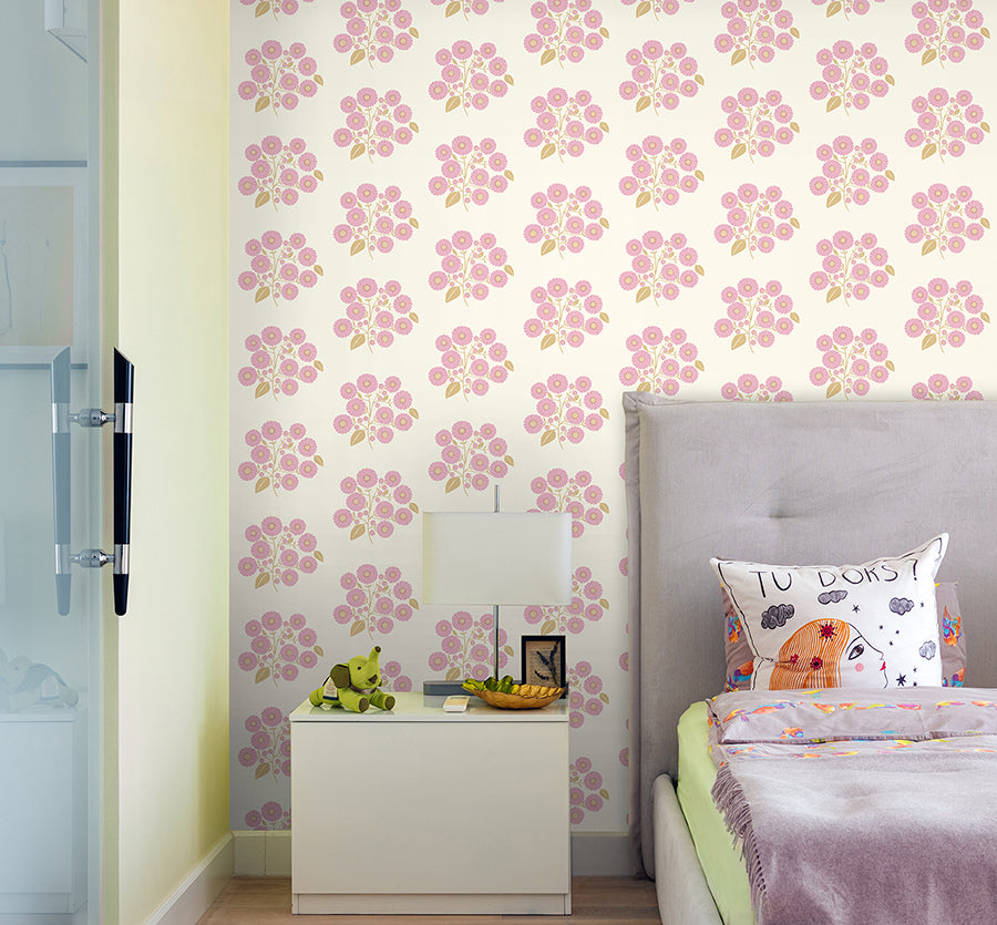 Lilac Sienna StrawFlower Peel and Stick Wallpaper - Brewster Wallcovering