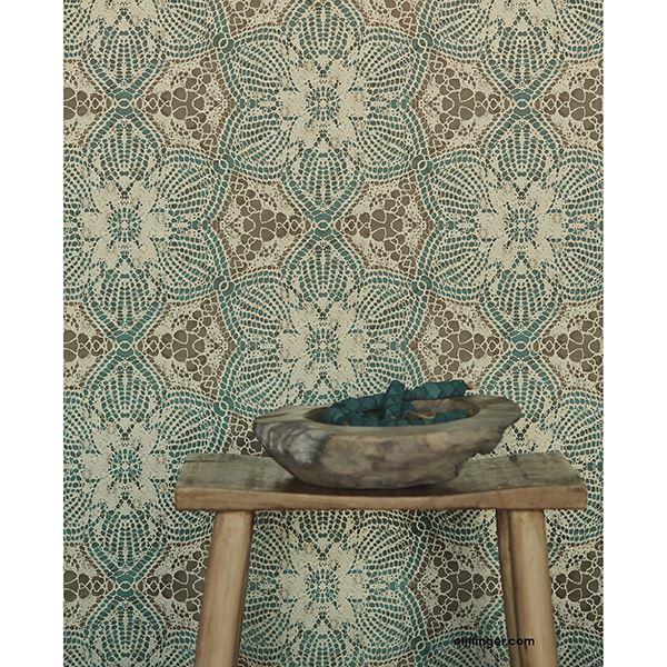 Medallion Teal Seychelles Wallpaper - Brewster Wallcovering