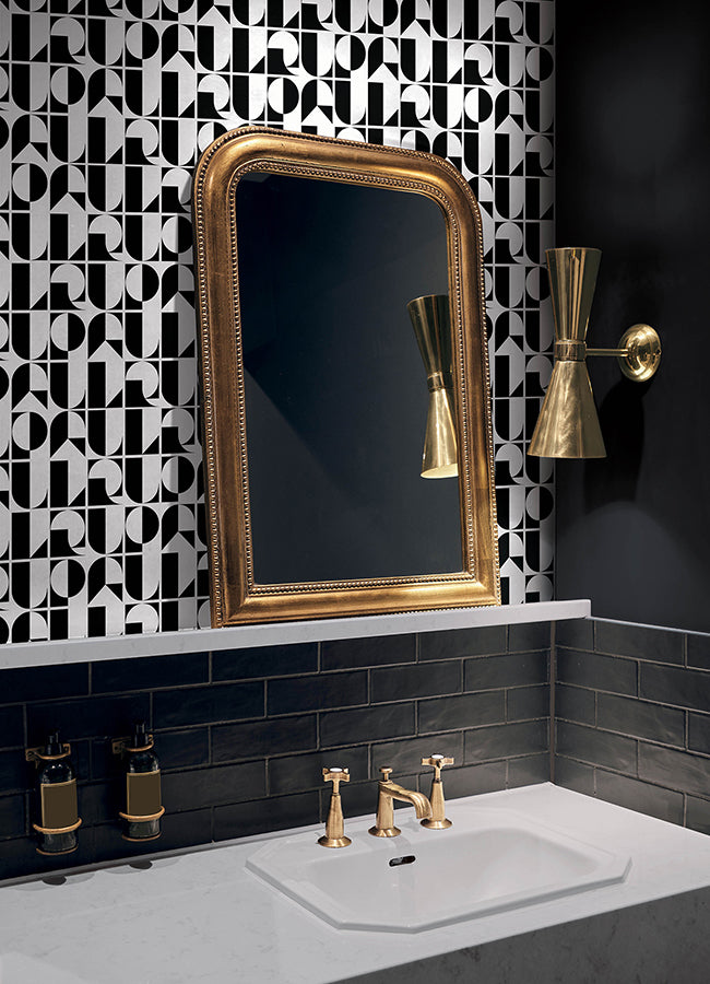 Black RuDeco Peel and Stick Wallpaper - Brewster Wallcovering