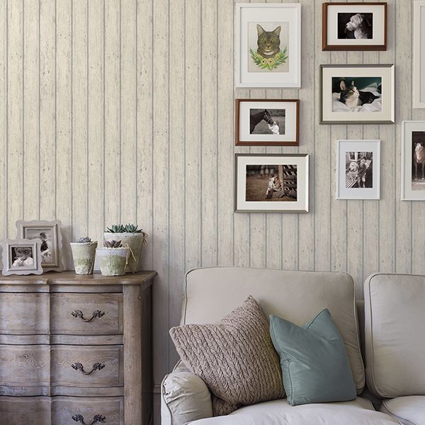 Jack Beige Weathered Clapboards Wallpaper - Brewster Wallcovering