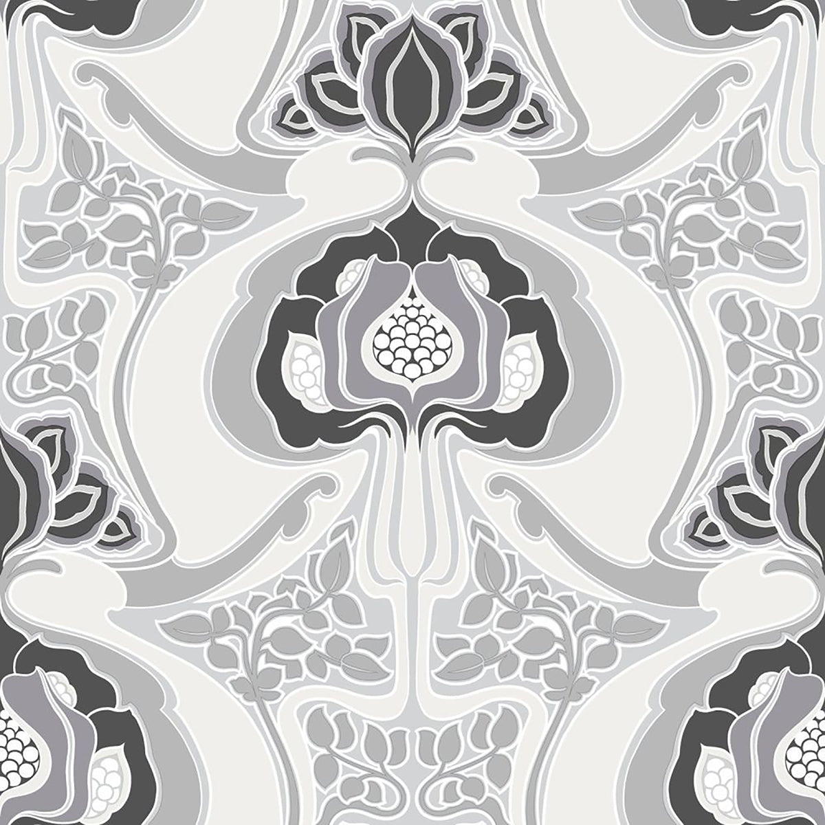 Picture of Joaquin Black Art Nouveau Floral Wallpaper