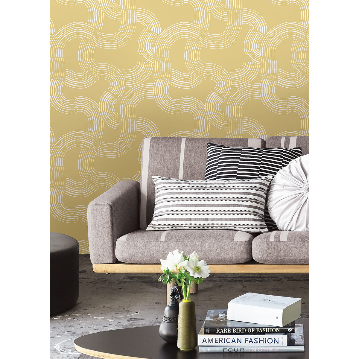 Mustard Hokime Peel and Stick Wallpaper - Brewster Wallcovering