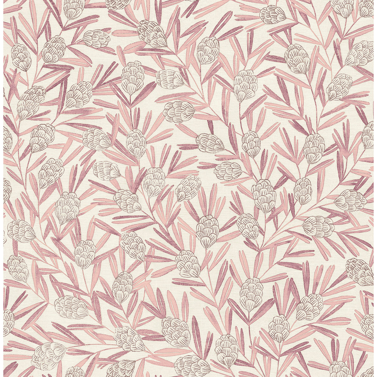 Picture of Zulma Pink Decorative Botanical Wallpaper