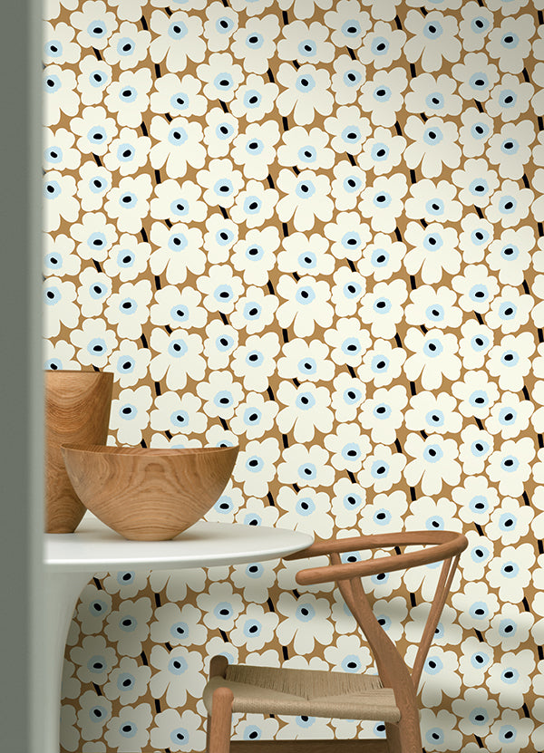 Beige Pieni Unikko Peel and Stick Wallpaper - Brewster Wallcovering