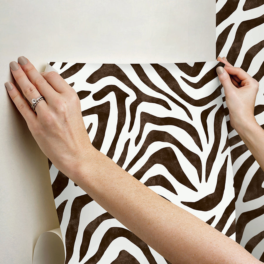 Brown RuZebra Peel and Stick Wallpaper - Brewster Wallcovering