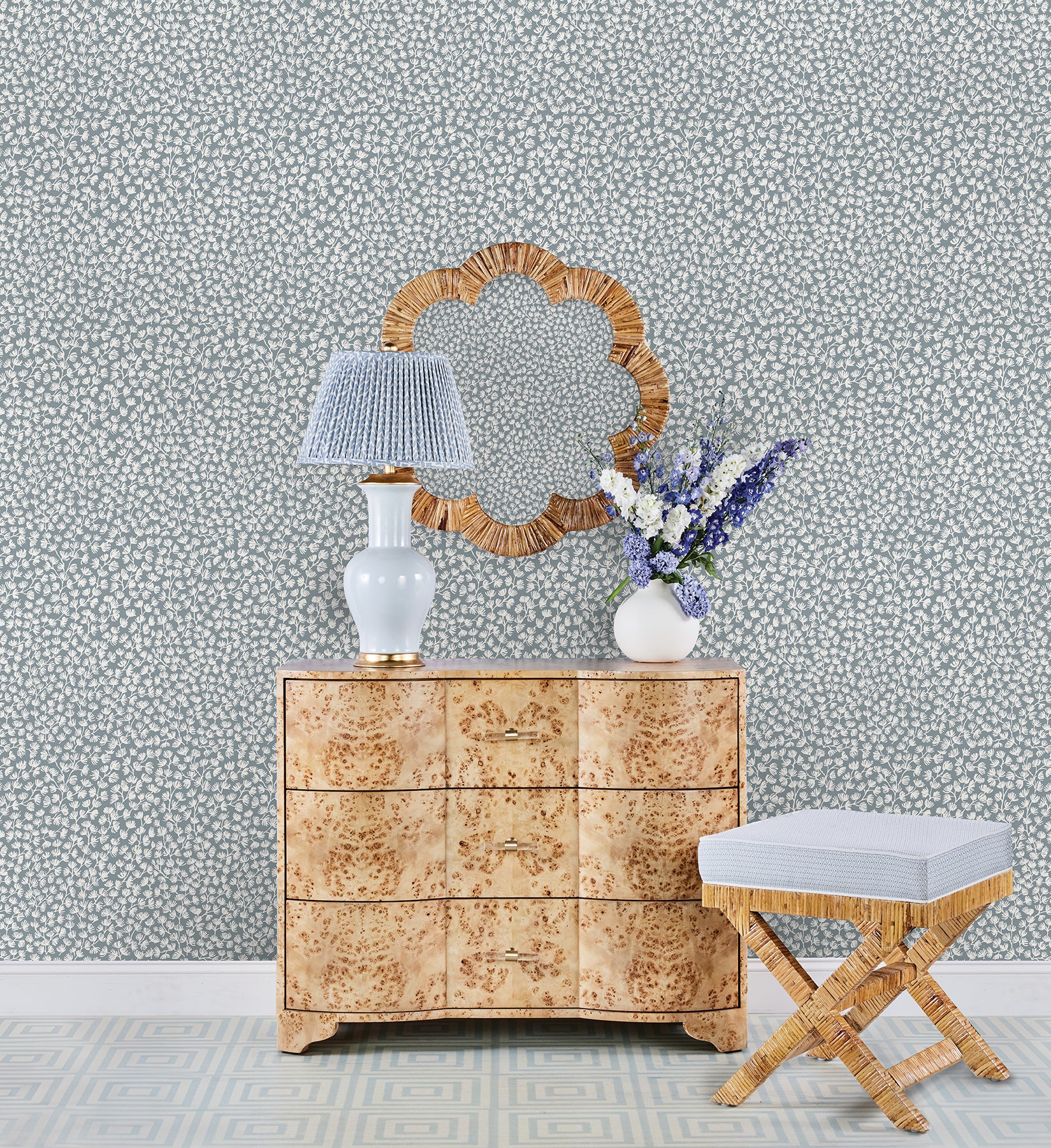 Sea Fern Slate Blue Peel and Stick Wallpaper - Brewster Wallcovering