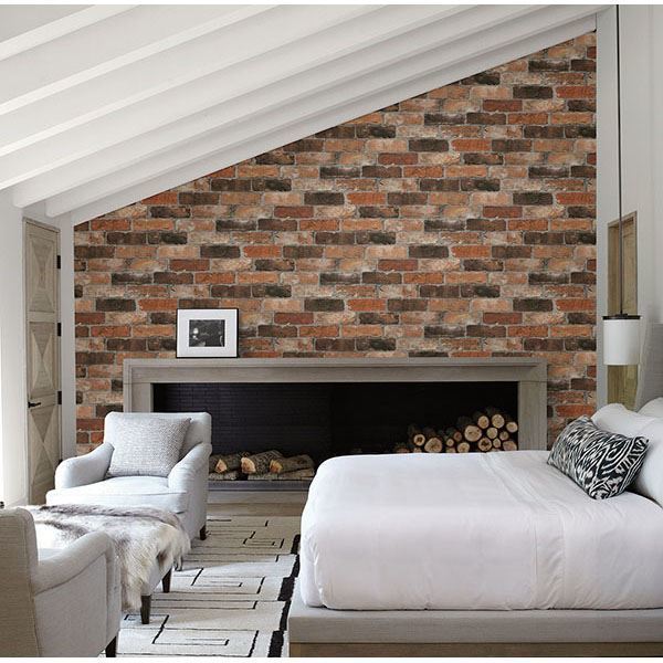 Bushwick Red Reclaimed Bricks Wallpaper - Brewster Wallcovering