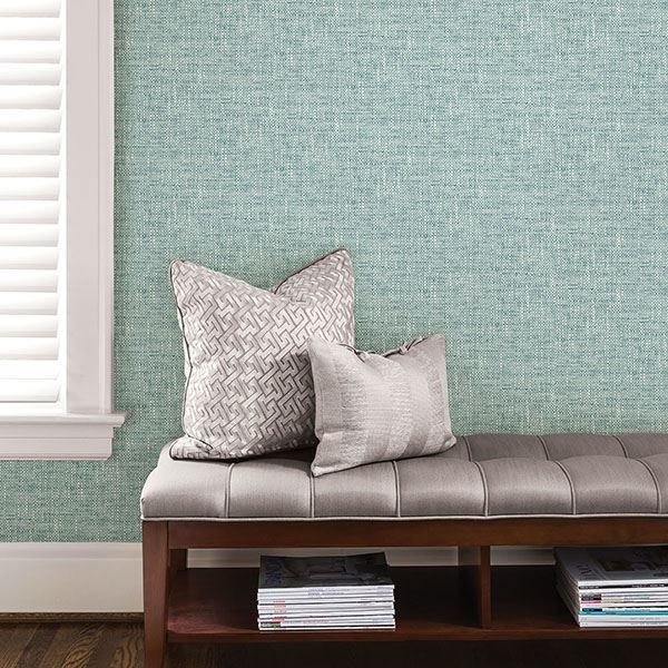 Aqua Poplin Texture Peel & Stick Wallpaper - Brewster Wallcovering