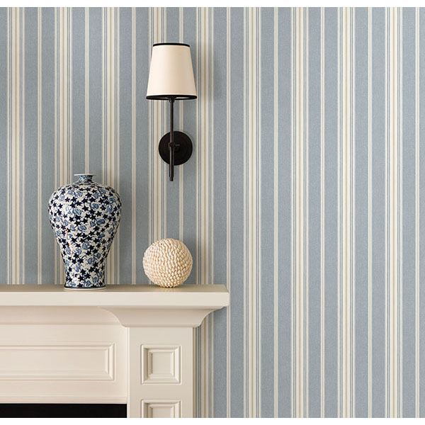 Cooper Denim Cabin Stripe - Brewster Wallcovering