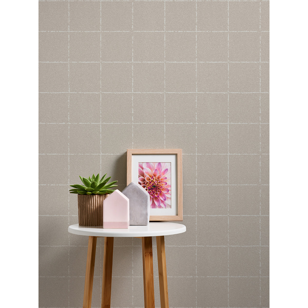 Kishi Neutral Tile Wallpaper - Brewster Wallcovering