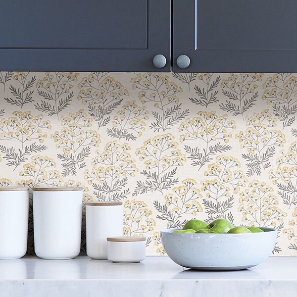 Yellow Wethersfield Peel and Stick Wallpaper - Brewster Wallcovering