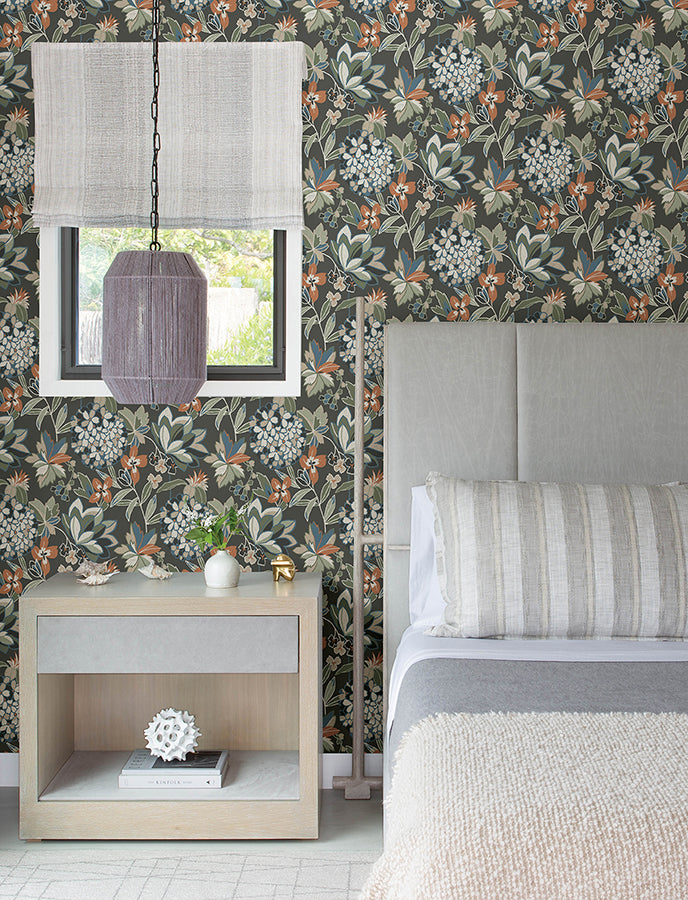 Valdivian Moss Floral Wallpaper - Brewster Wallcovering