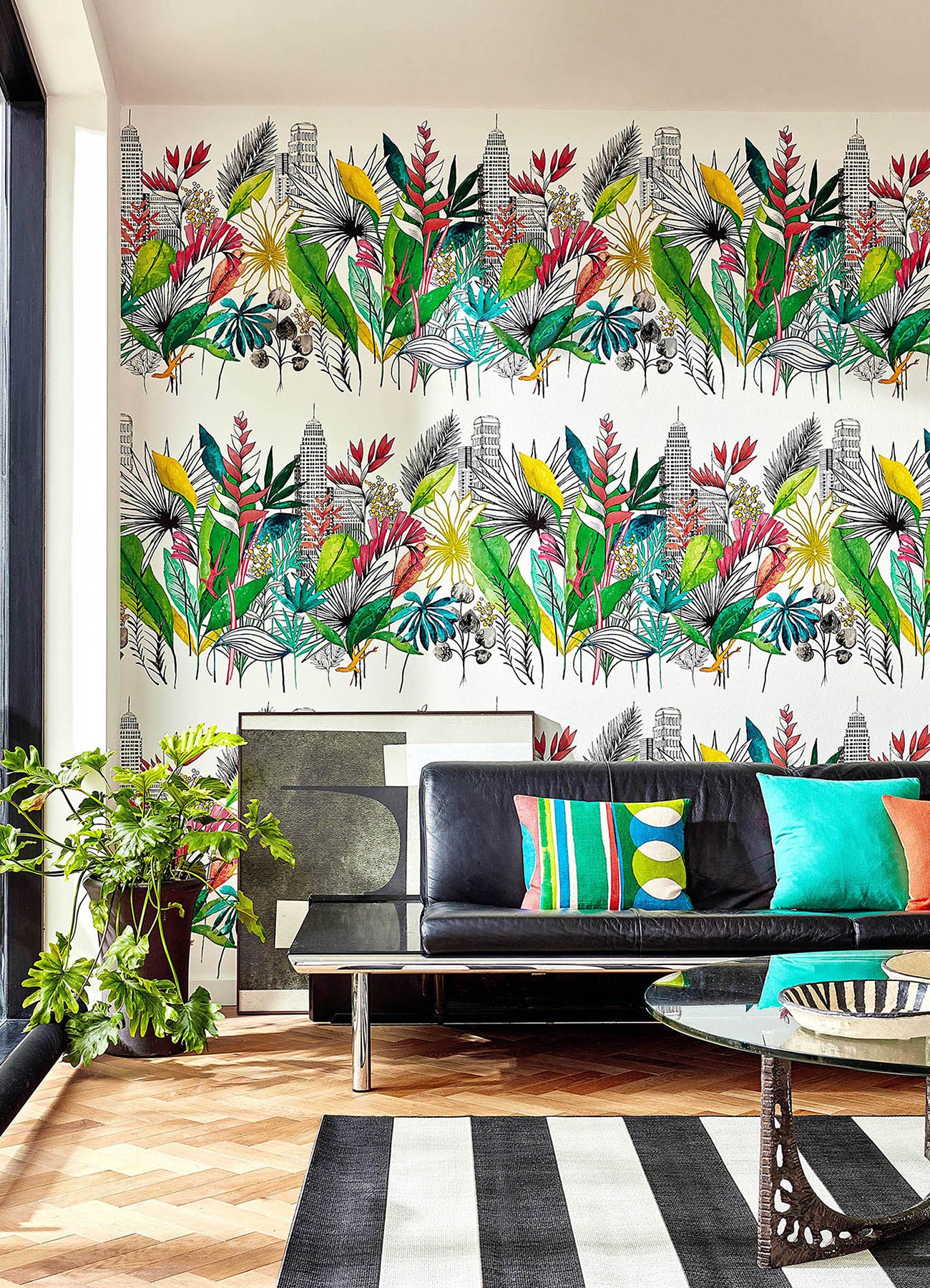 Sierra Multicolor Urban Tropic Wallpaper - Brewster Wallcovering