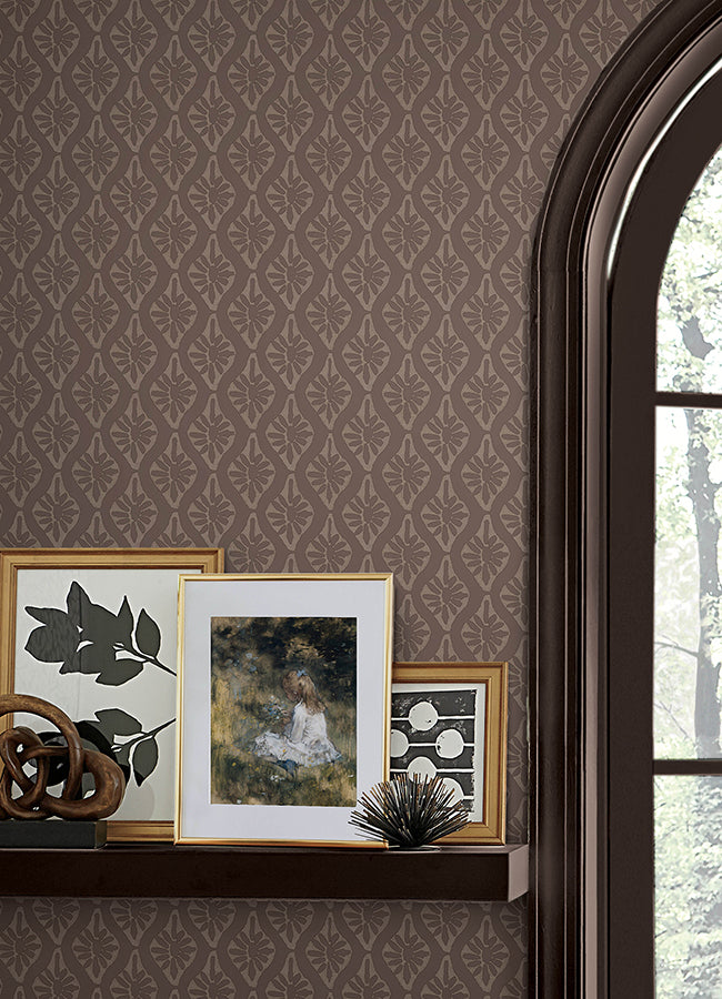 CLJ Nova Carob Brown Peel and Stick Wallpaper - Brewster Wallcovering