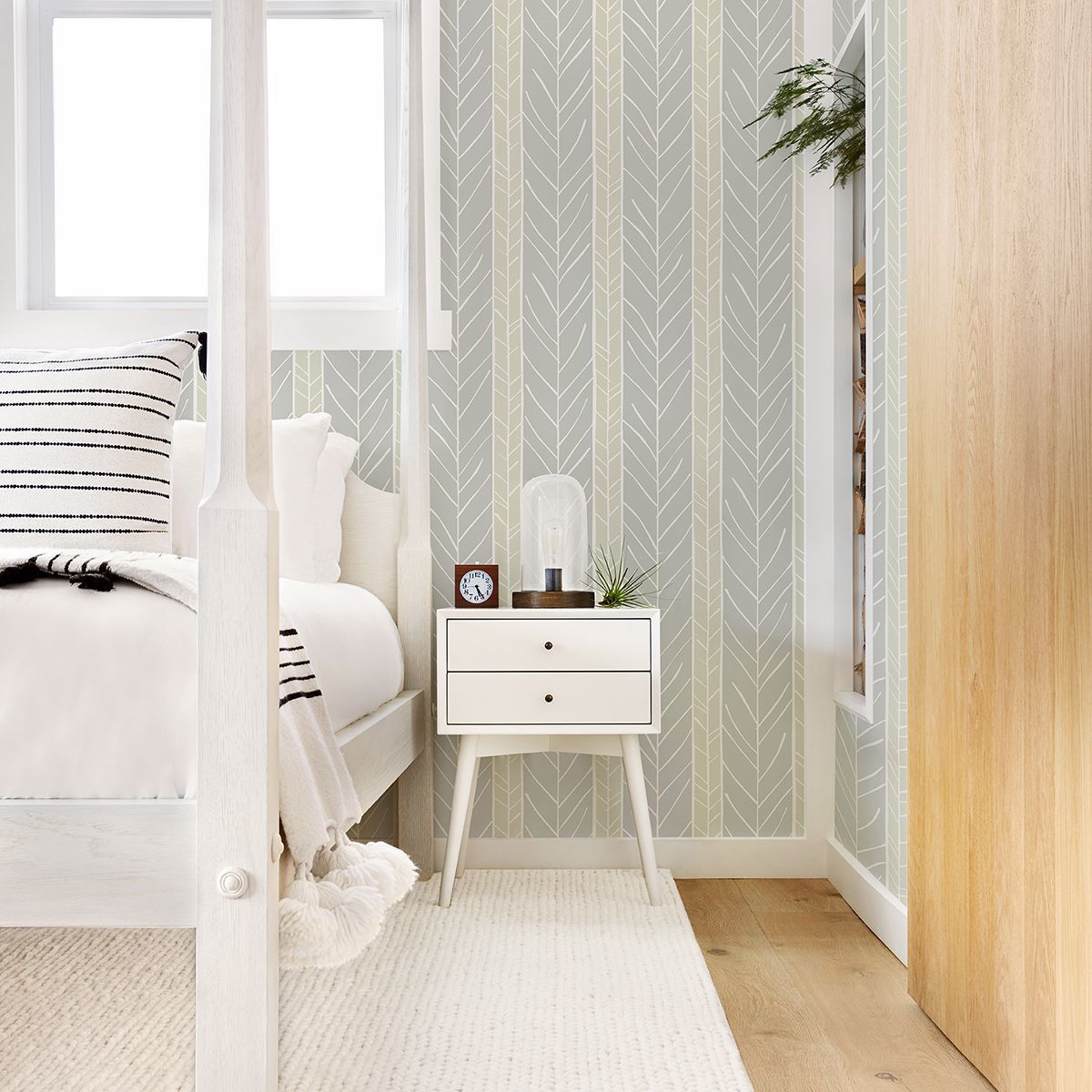 Lottie Grey Stripe Wallpaper - Brewster Wallcovering