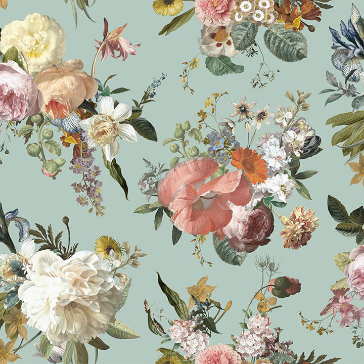 Picture of Antonia Aqua Vintage Bouquet Wallpaper