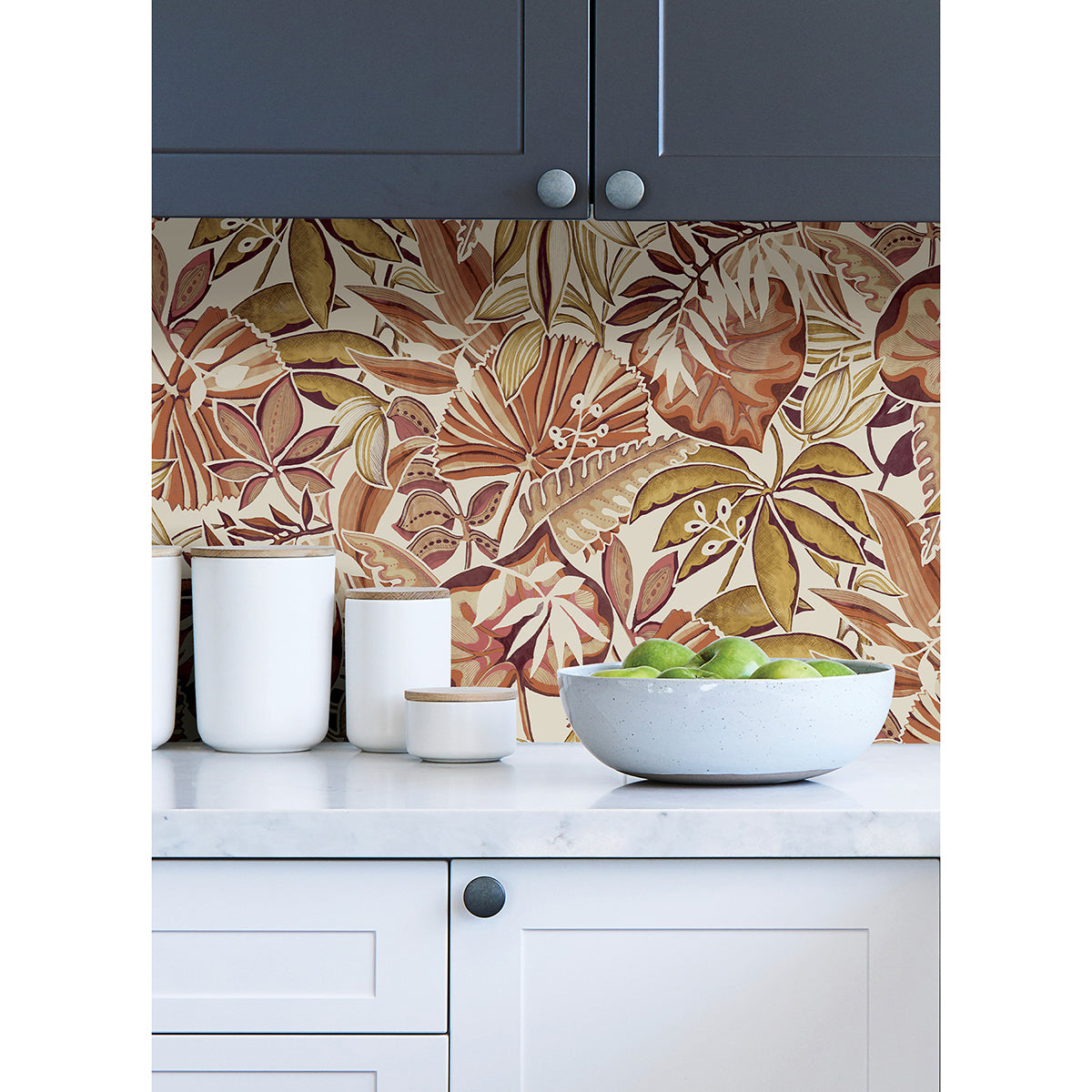 Amber Feuilles Peel and Stick Wallpaper - Brewster Wallcovering