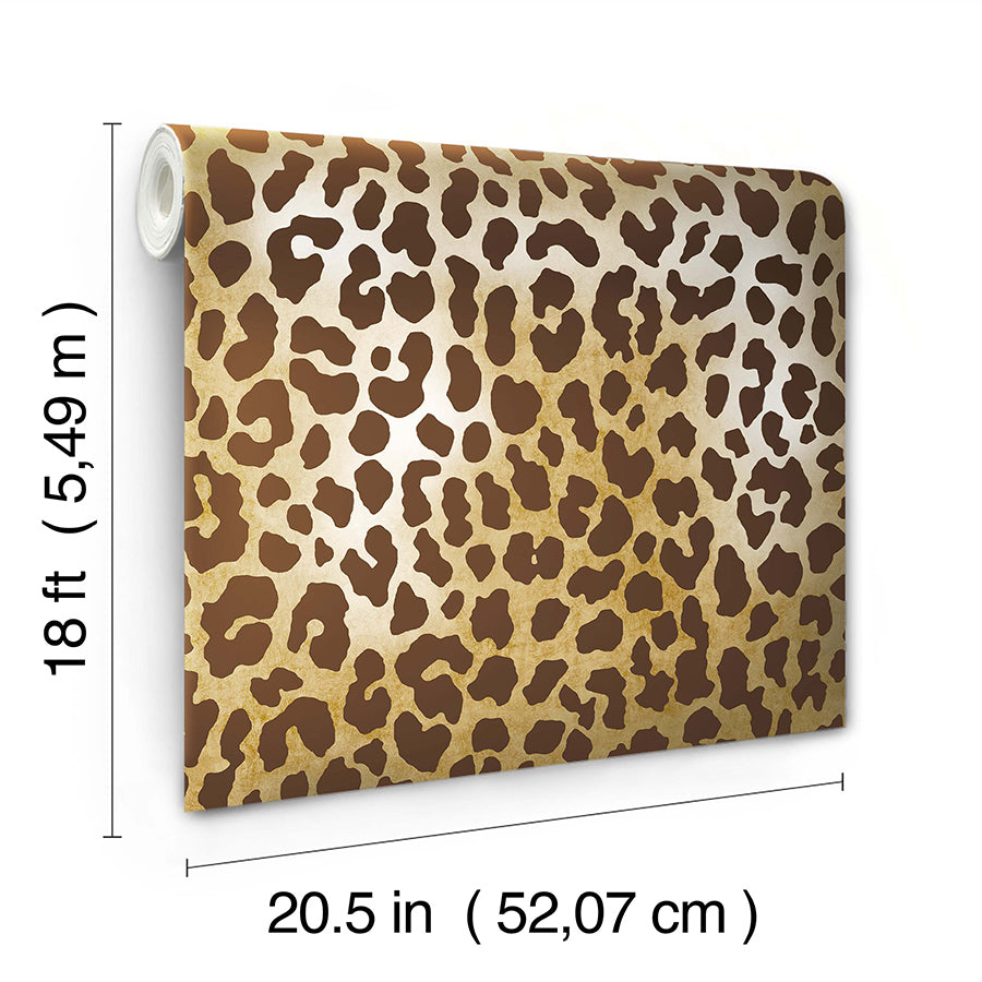 Brown RuLeopard Peel and Stick Wallpaper - Brewster Wallcovering