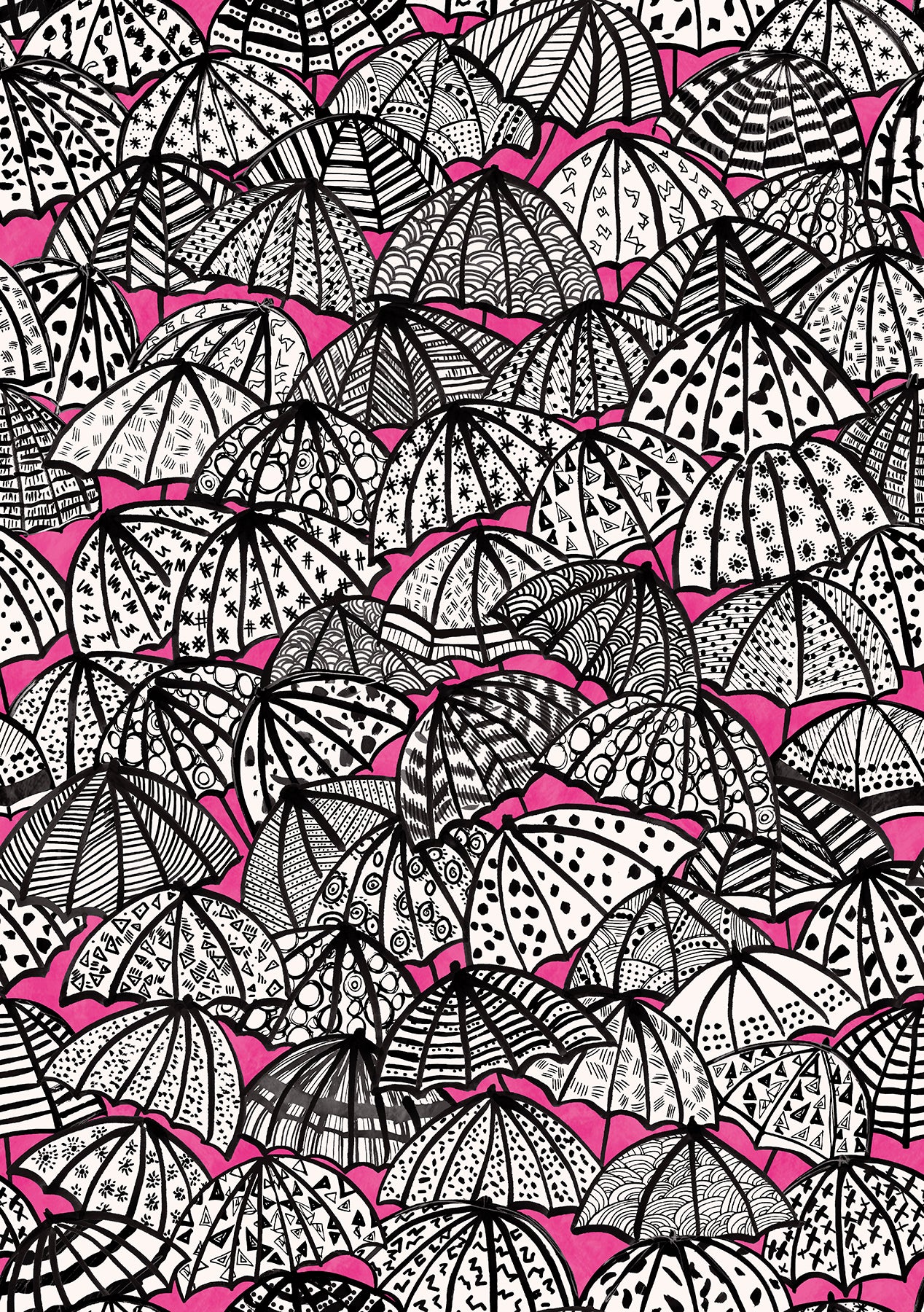 Picture of Dara Raspberry Jolly Brollies Wallpaper