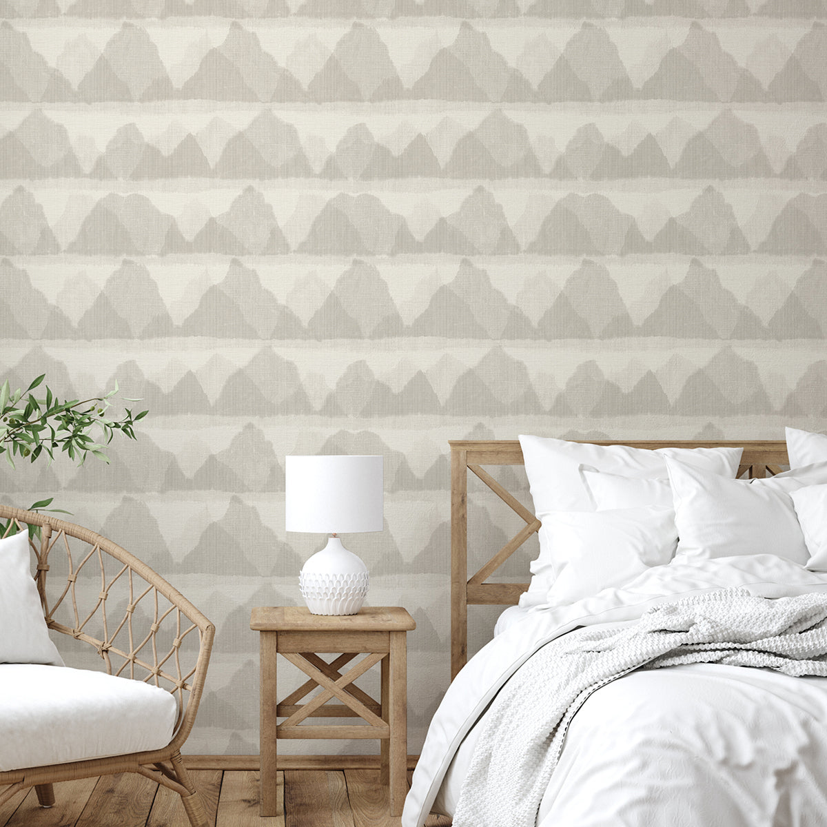 Picture of Taupe Mountain Peak String Peel and Stick Wallpaper