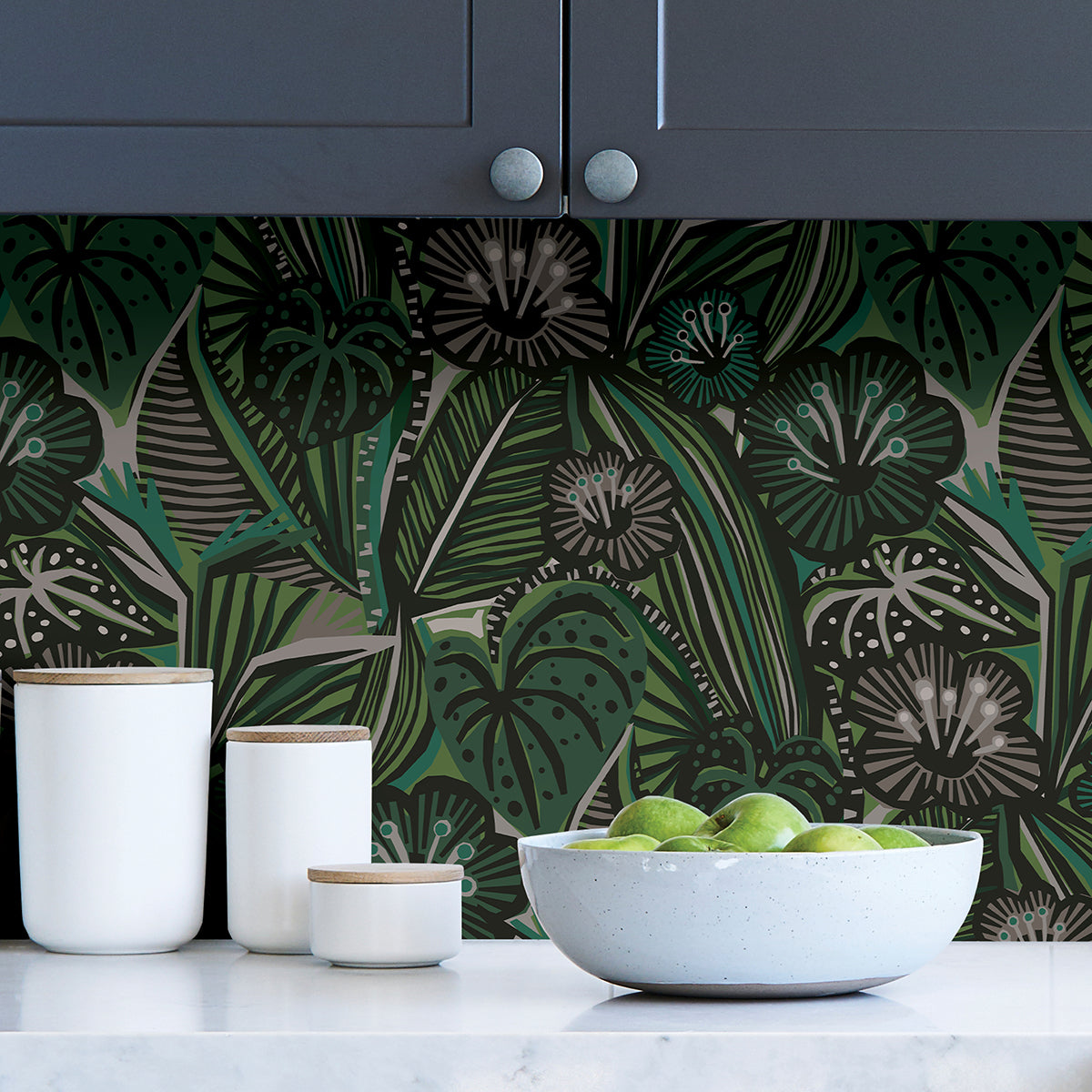 Greens Lotusland Peel and Stick Wallpaper - Brewster Wallcovering