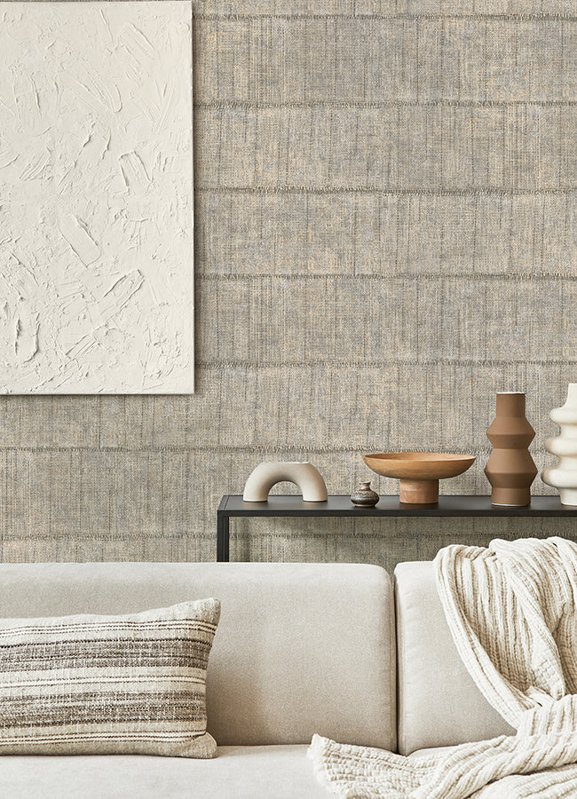 Blake Light Grey Texture Stripe Wallpaper - Brewster Wallcovering