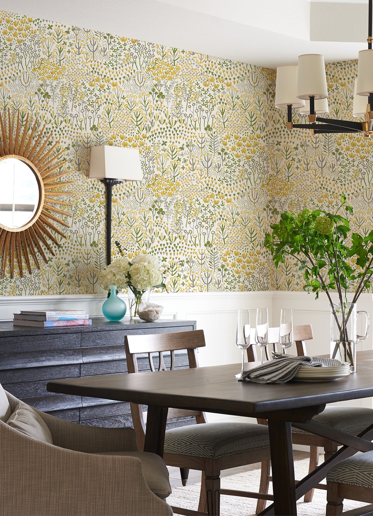 Chilton Yellow Wildflowers Wallpaper - Brewster Wallcovering