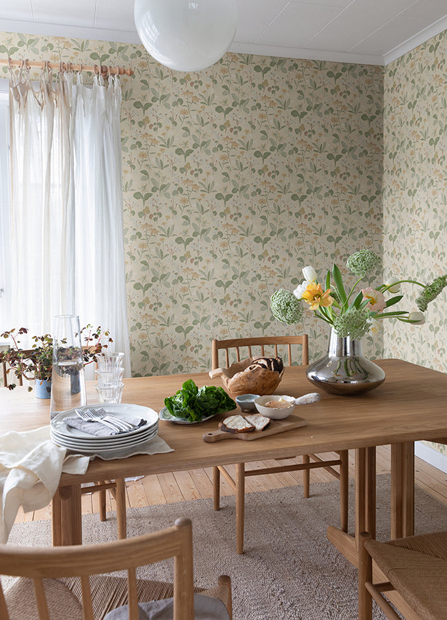 Magdalena Light Yellow Dandelion Wallpaper - Brewster Wallcovering