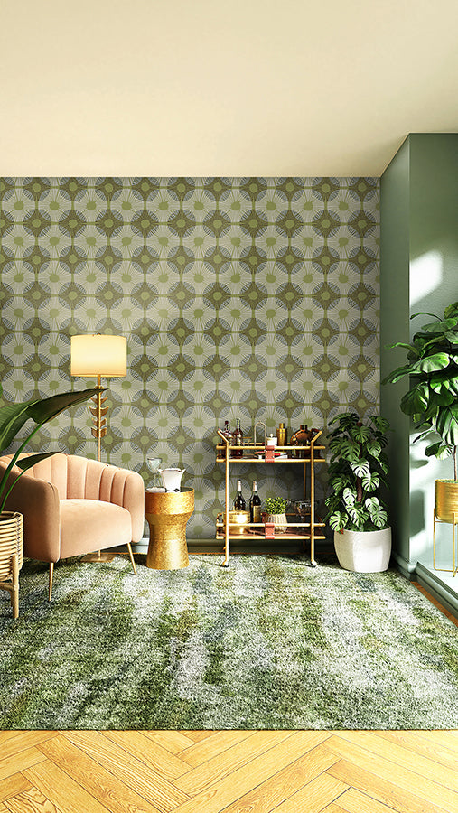 Lime Superbloom Peel and Stick Wallpaper - Brewster Wallcovering