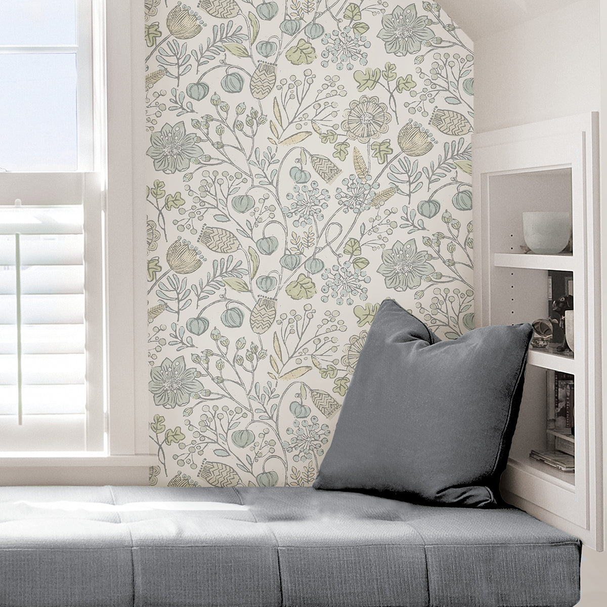 Blue and Green Southern Trail Peel and Stick Wallpaper - Brewster Wallcovering