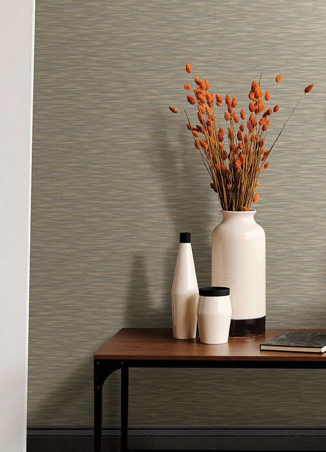 Benson Taupe Faux Fabric Wallpaper - Brewster Wallcovering