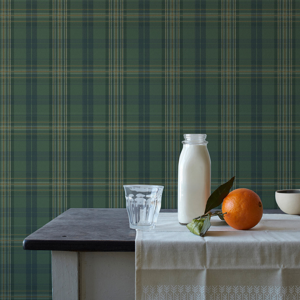 Austin Green Plaid Wallpaper - Brewster Wallcovering