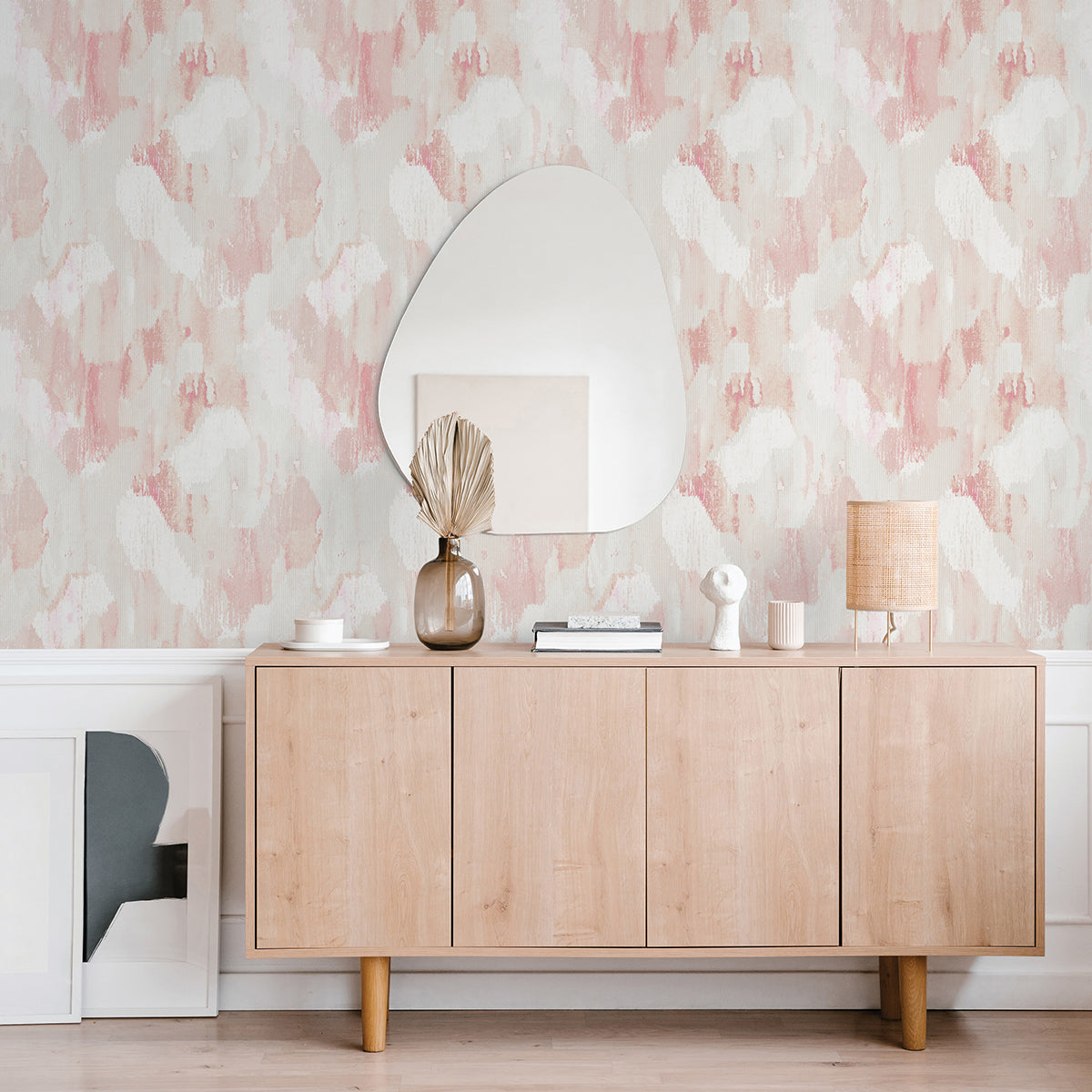 Mahi Blush Abstract Wallpaper - Brewster Wallcovering