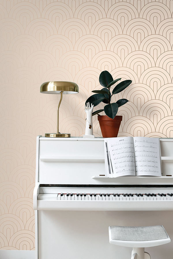 Lalique Pink Art Deco Motif Wallpaper - Brewster Wallcovering