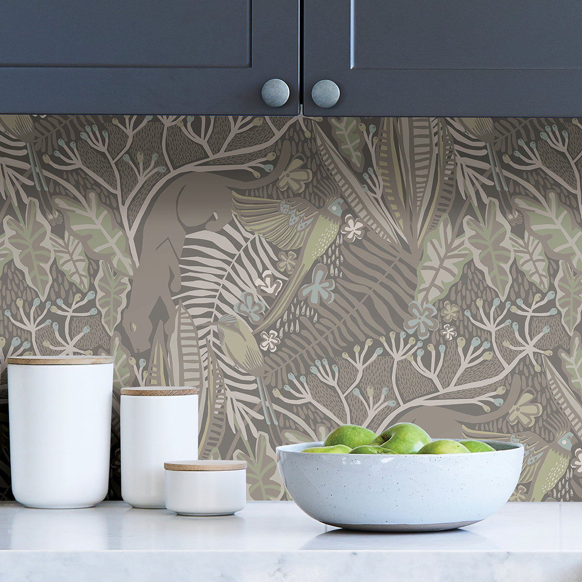 Grey Mint Poise Peel and Stick Wallpaper - Brewster Wallcovering