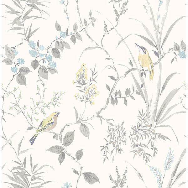 Picture of Imperial Garden Grey Botanical Wallpaper