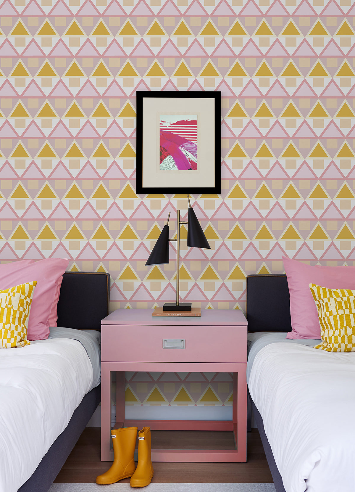 Pink Madaket Geometric Peel and Stick Wallpaper - Brewster Wallcovering