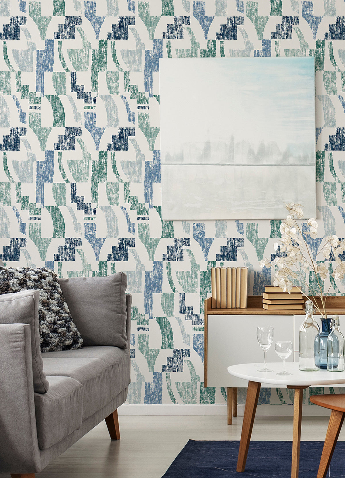 Cool Multi Lenny Geometric Peel and Stick Wallpaper - Brewster Wallcovering