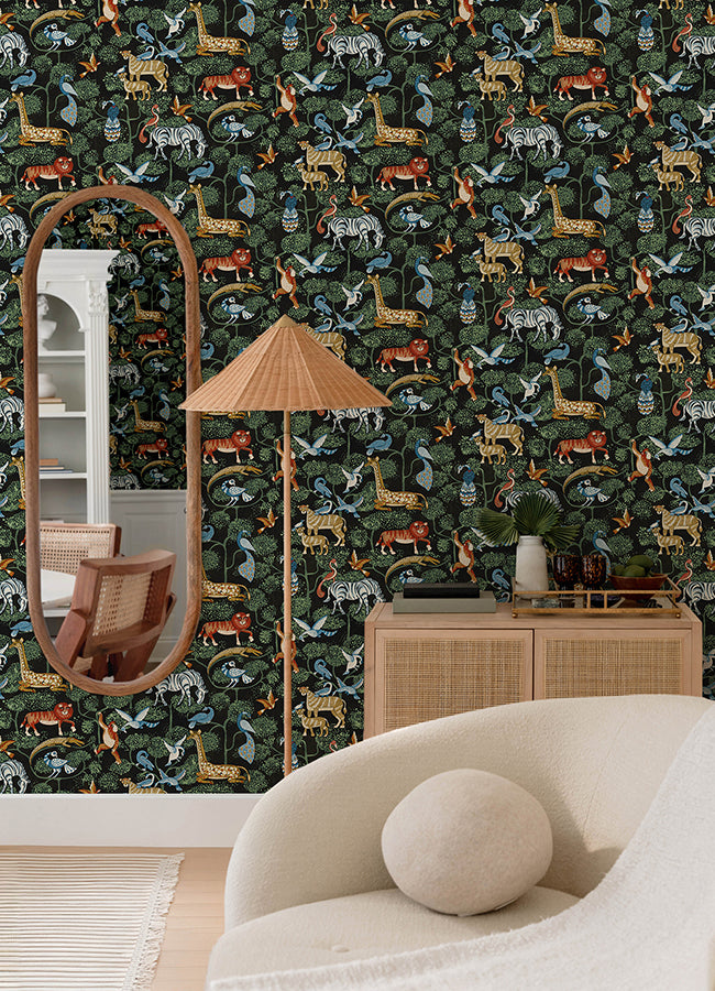 Rigby Multicolor Jungle Animals Wallpaper - Brewster Wallcovering