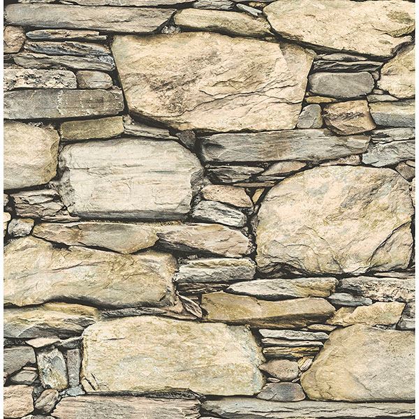 Picture of Cobble Neutral Stone Wall Wallpaper