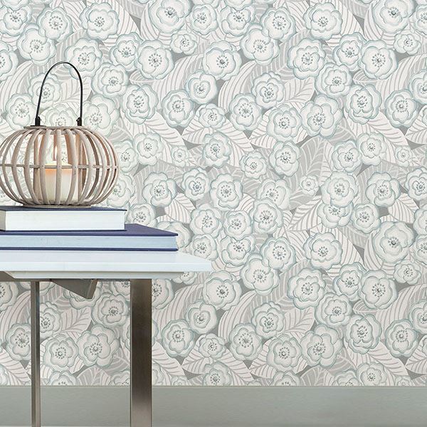 Oopsie Daisy Grey Peel & Stick Wallpaper - Brewster Wallcovering