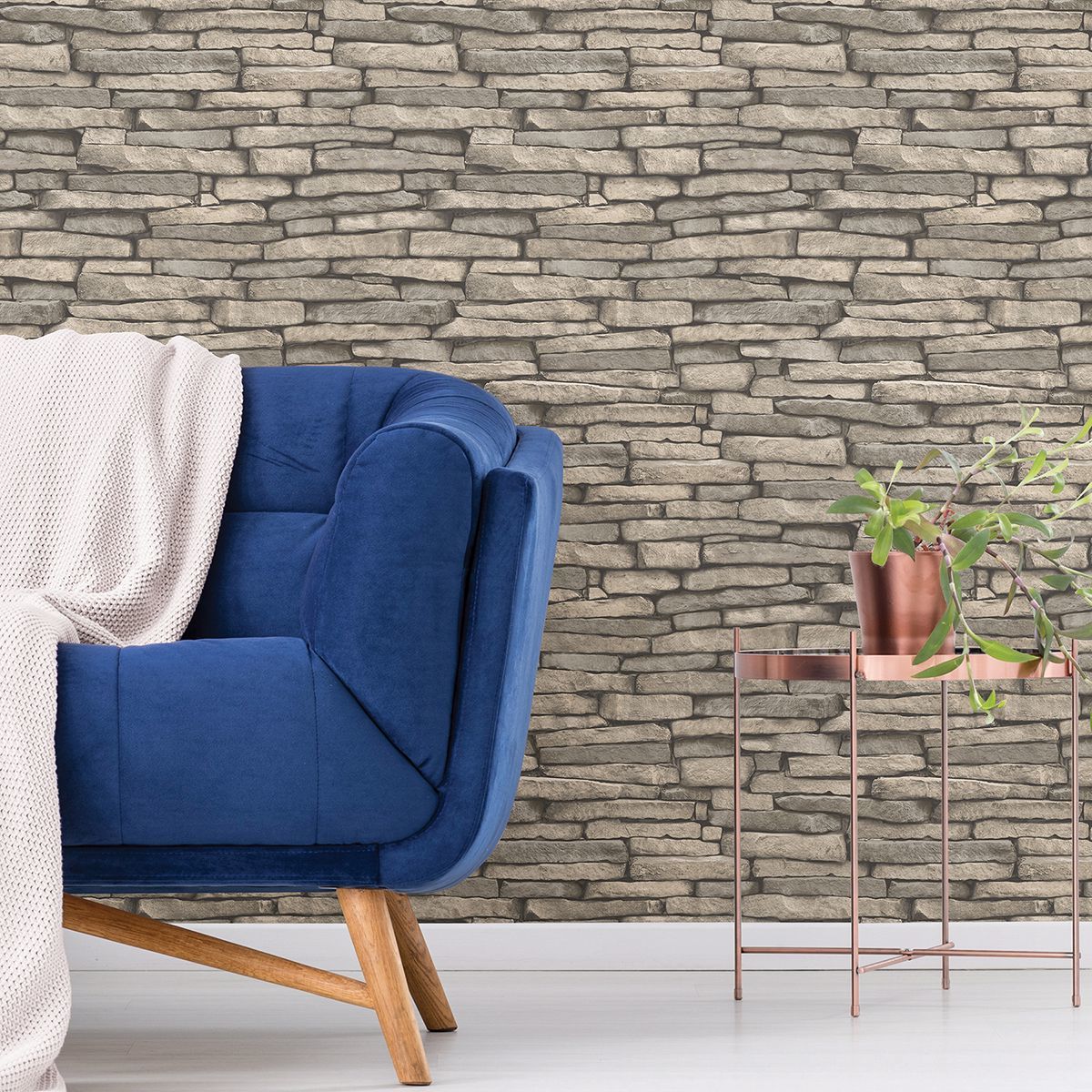 Hickory Creek Stone Peel & Stick Wallpaper - Brewster Wallcovering