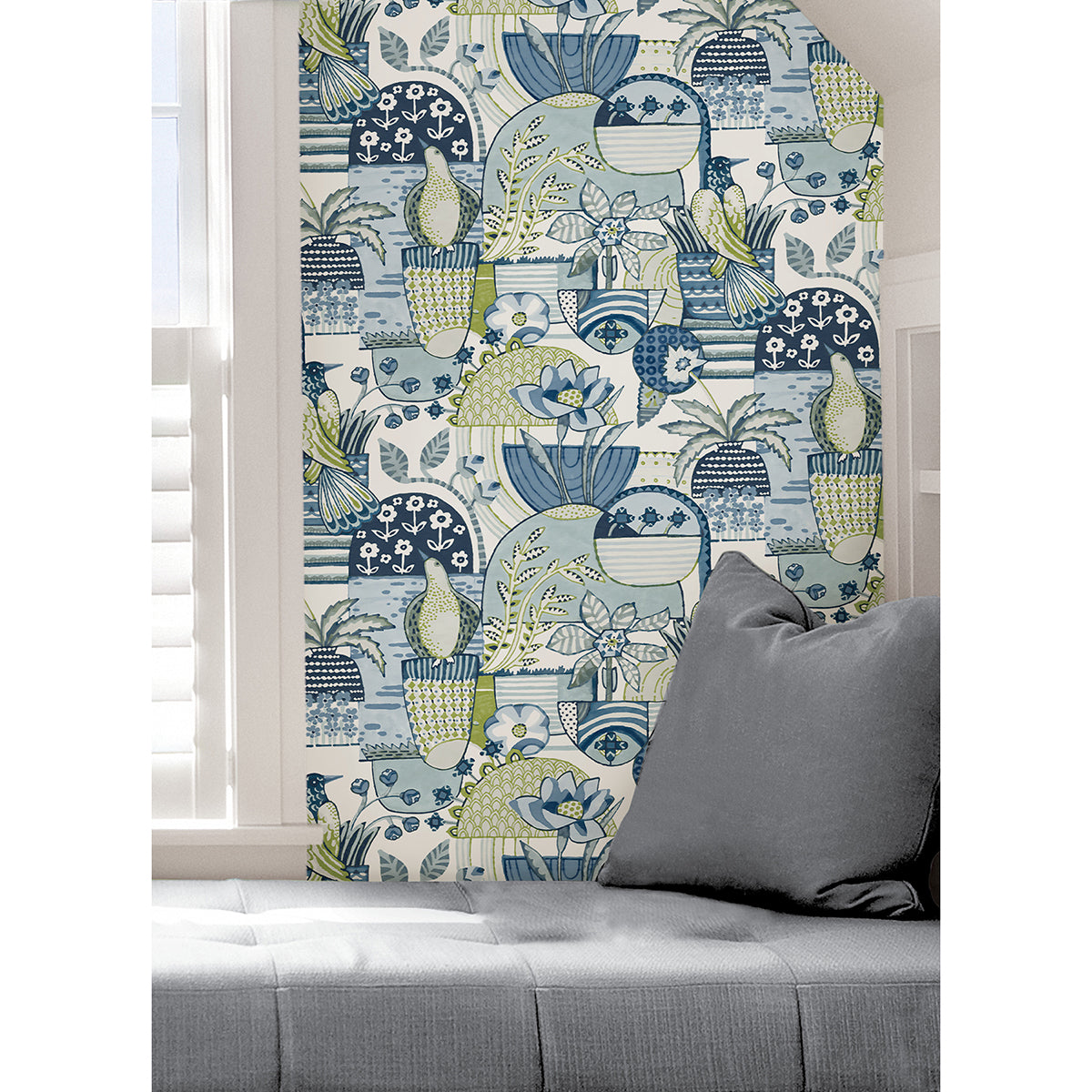 Blue Avriel Peel and Stick Wallpaper - Brewster Wallcovering