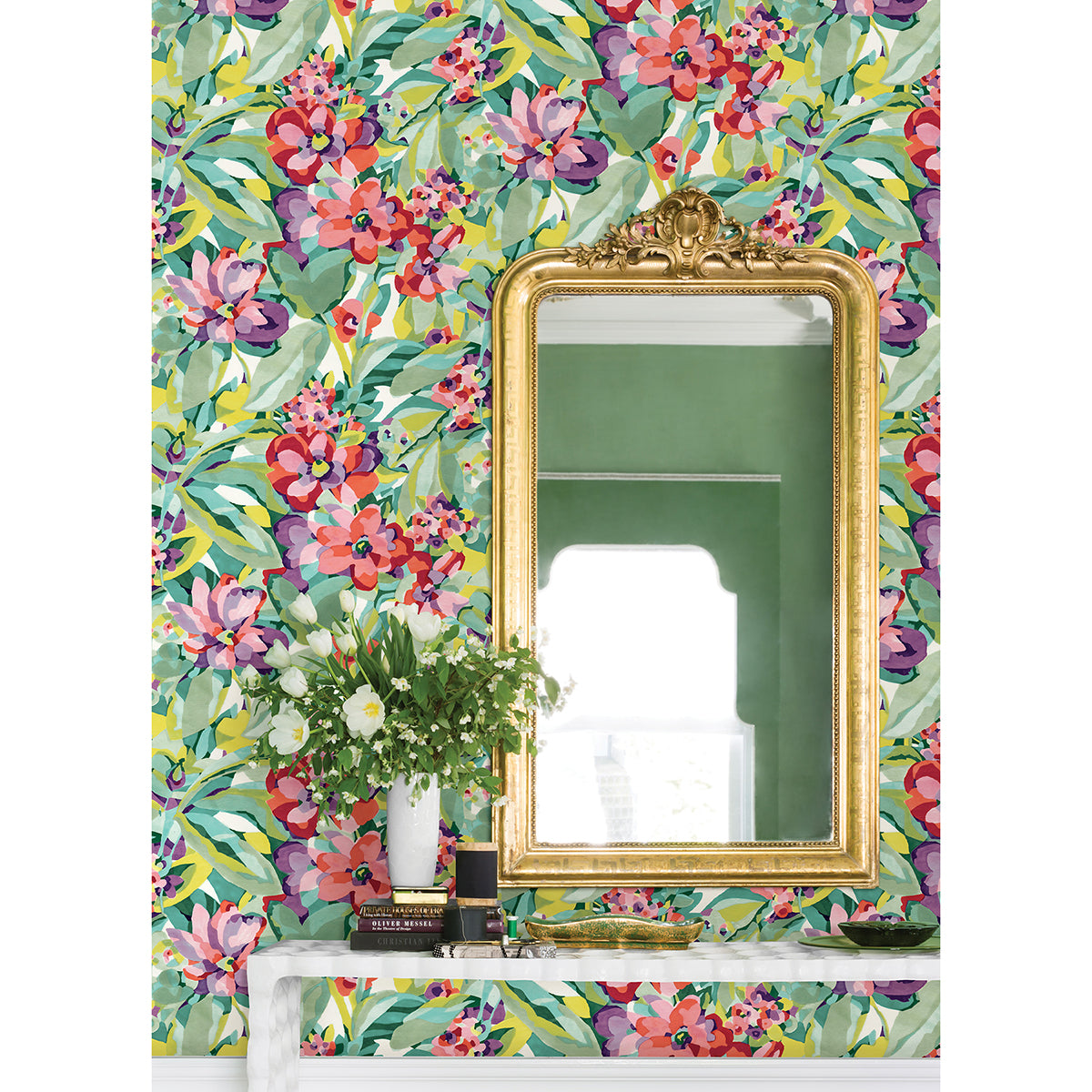 Multi Belles Fleurs Peel and Stick Wallpaper - Brewster Wallcovering