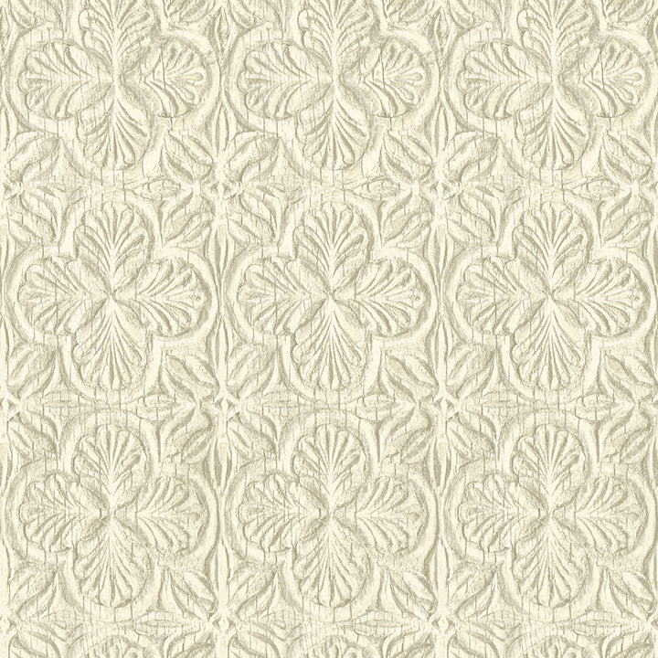 Picture of Karachi Cream Wooden Damask Wallpaper